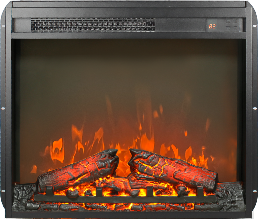 23 inch electric fireplace insert, ultra thin heater with log set & realistic flame, remote control with timer, overheating protection - Grand Goldman Shop