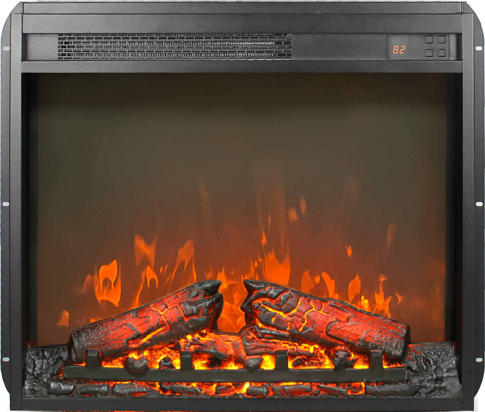 23 inch electric fireplace insert, ultra thin heater with log set & realistic flame, remote control with timer, overheating protection - Grand Goldman Shop