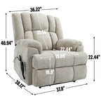 Dual Motor Heat Massage Infinite Position Up to 350 LBS Electric Power Lift Recliners with Power-Remote, Medium-firm and Heavy Duty, Beige - Grand Goldman Shop