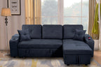 Right-facing sectional sofa with footrest, convertible corner sofa with armrest storage, living room and apartment sectional sofa, right chaise longue and  dark  grey - Grand Goldman Shop