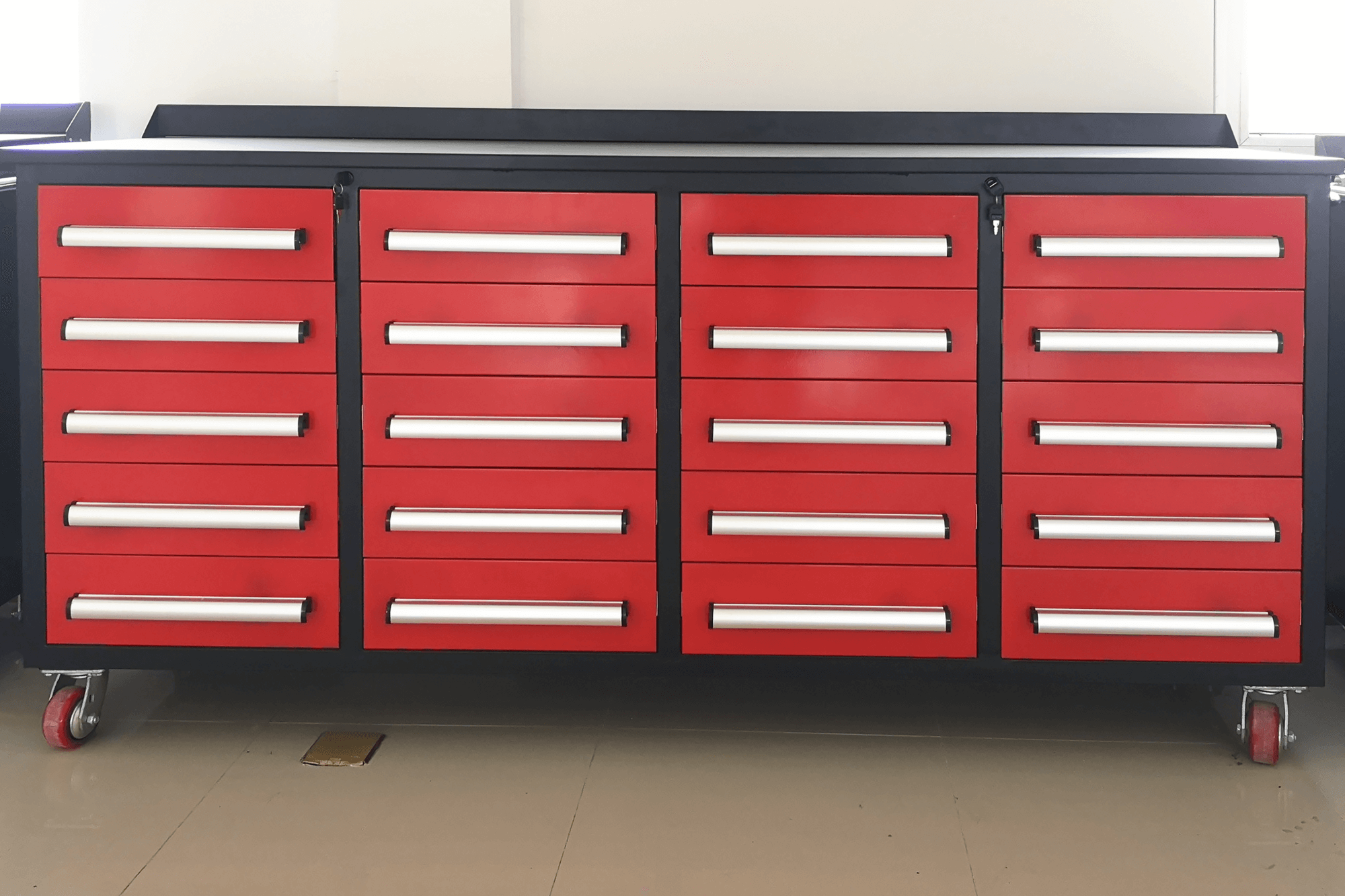 7' Garage Storage Cabinets with Workbench (20 Drawers) - Grand Goldman