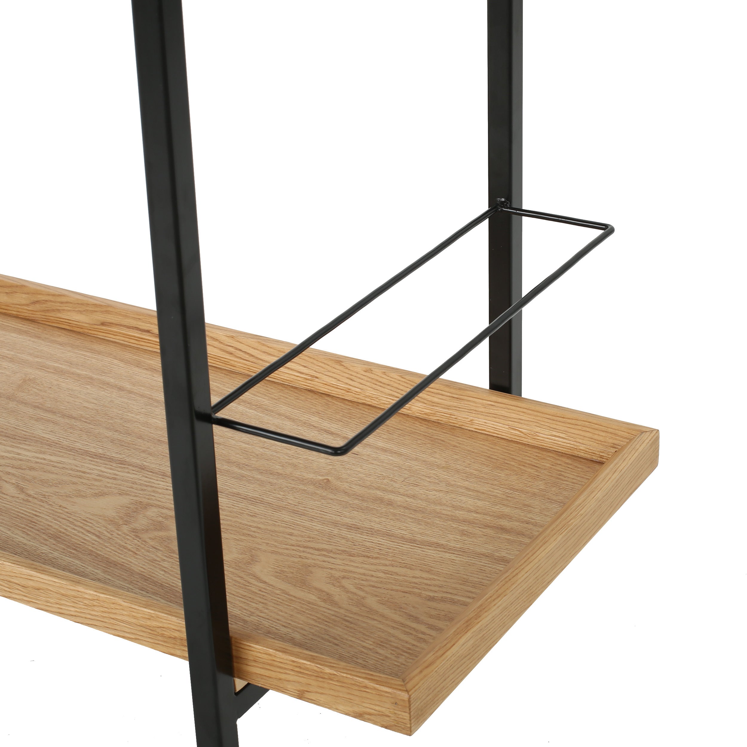 Modern Industrial Bar Cart with Shelving and Casters in Natural Wood and Metal, 38 x 16.1 x 33 inches - Grand Goldman Shop
