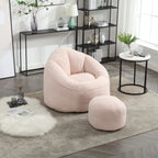 Bedding Bean Bag Sofa Chair with High-Pressure Foam and Footrest, Pink Microfiber - Grand Goldman Shop