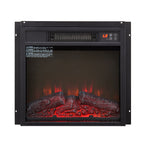 Electric Fireplace Insert 18' 1400W 120V ,Equipped with remote control, ultra thin heater with log set & realistic flame - BLACK - Grand Goldman Shop