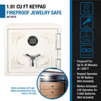 Fireproof Jewelry Safe with Keypad Lock, White Steel, 1.91 Cubic Ft | Premium Home Decor - Grand Goldman