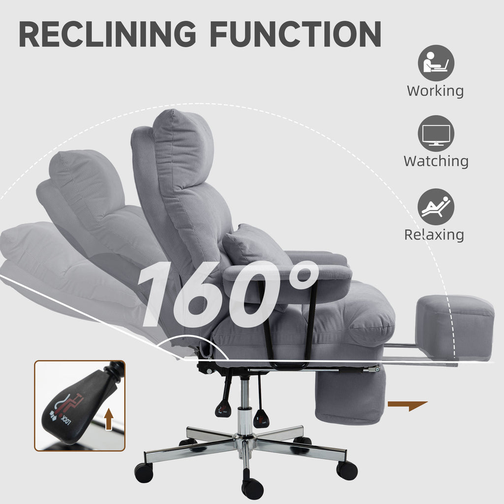 Overstuffed Office Chair with Lumbar Support , Gray | Premium Home Decor - Grand Goldman