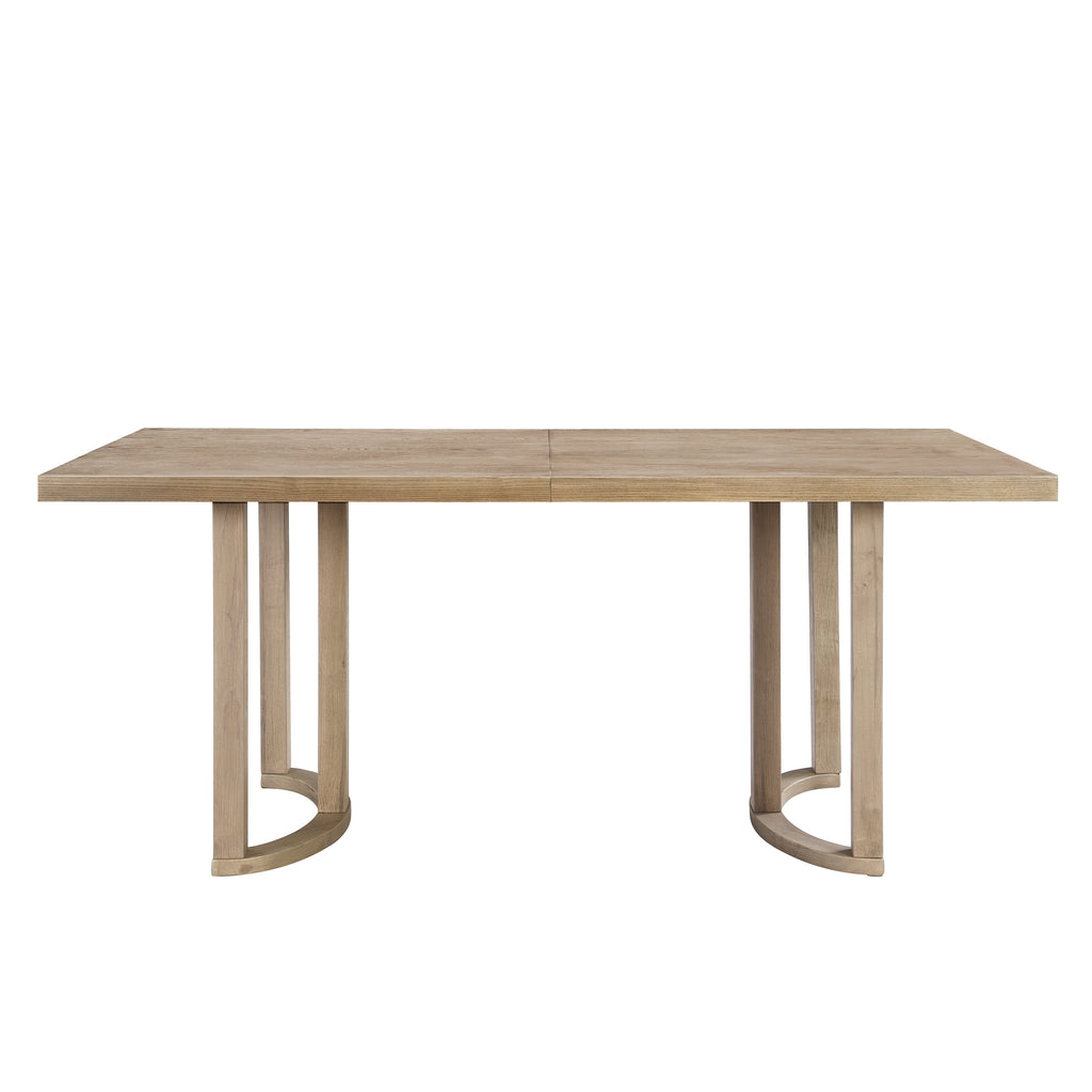 Contemporary 69 Inches Dining Table with U-Shaped Trestle Base in Light Ash Solid Wood and MDF - Grand Goldman Shop
