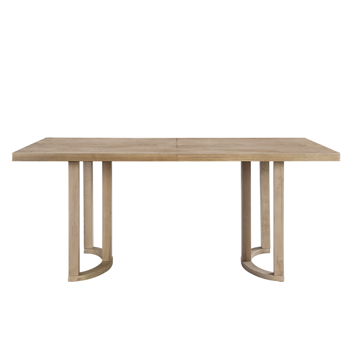 Contemporary 69 Inches Dining Table with U-Shaped Trestle Base in Light Ash Solid Wood and MDF - Grand Goldman Shop