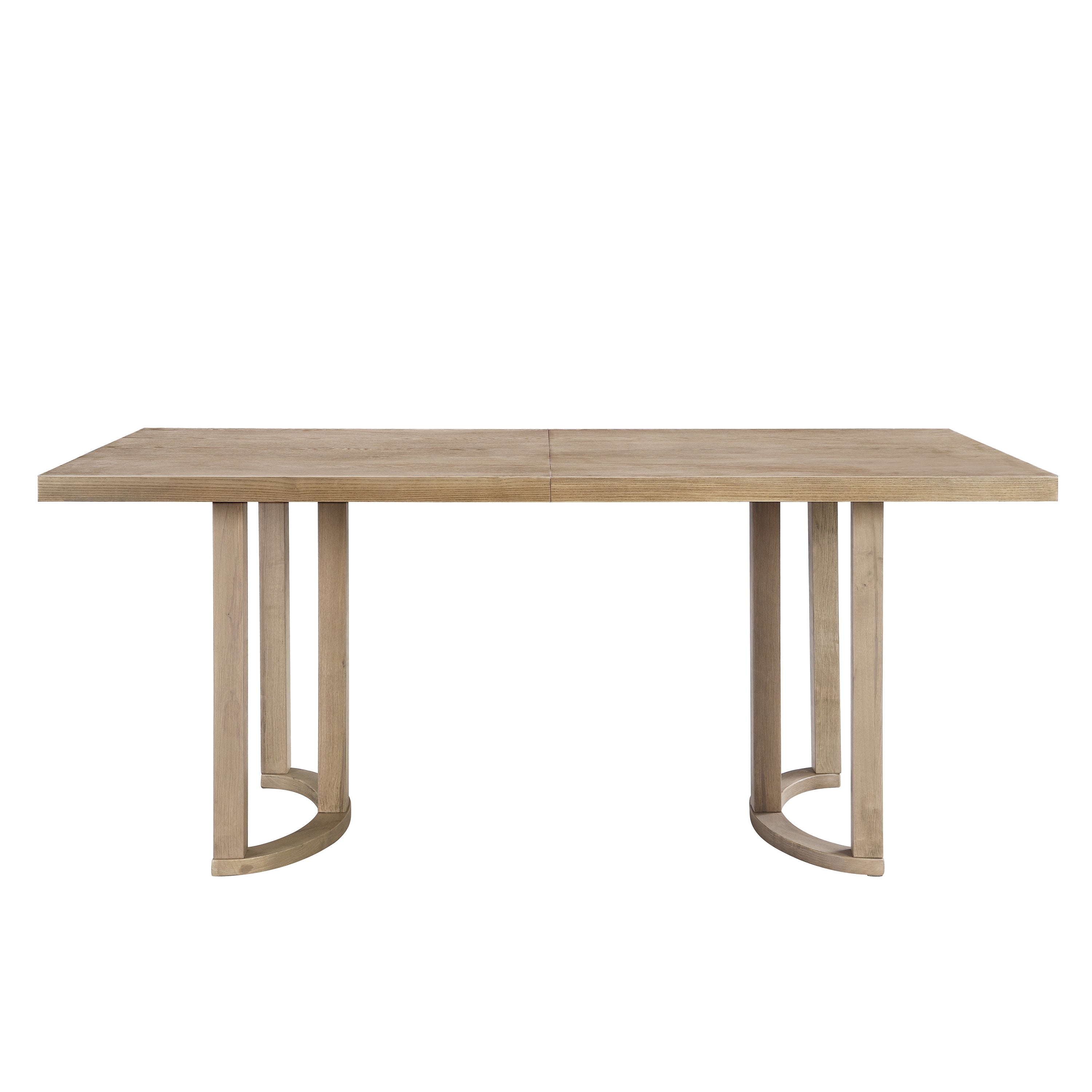 Contemporary 69 Inches Dining Table with U-Shaped Trestle Base in Light Ash Solid Wood and MDF - Grand Goldman Shop
