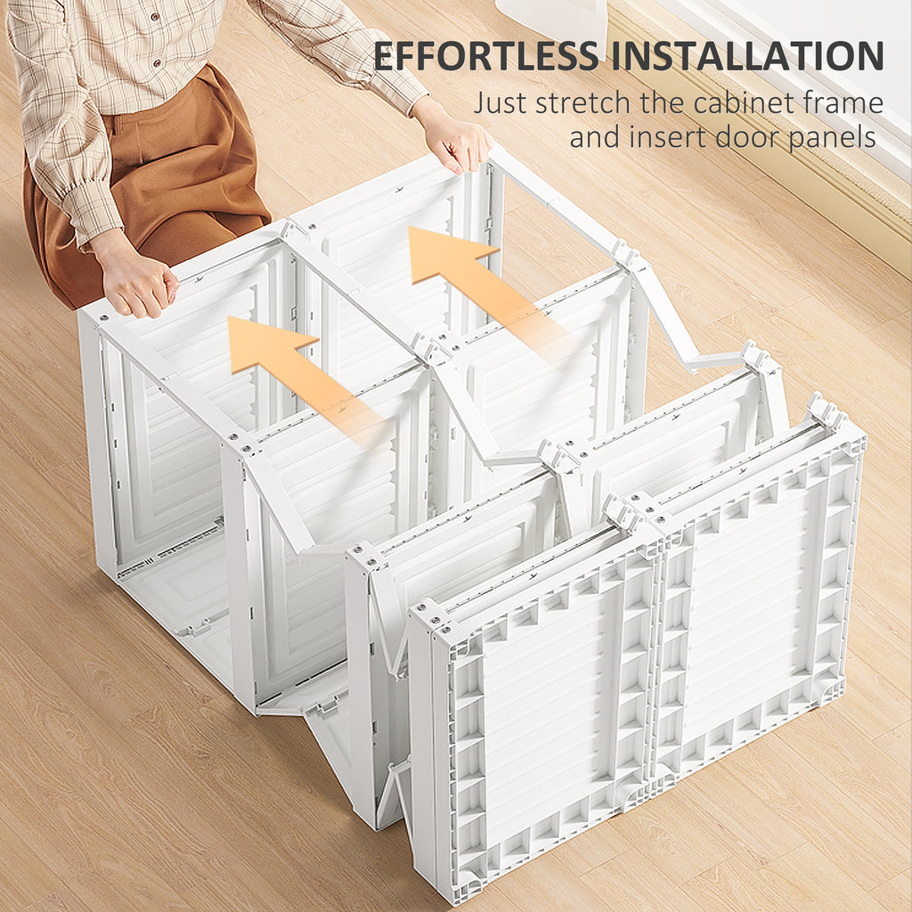 HOMCOM Portable Wardrobe Closet, Folding Bedroom Armoire, Clothes Storage Organizer with 8 Cube Compartments, Hanging Rod, Magnet Doors, White - Grand Goldman Shop