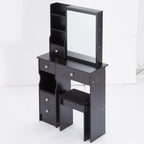 29.2' Small Size Left Drawer Desktop Vanity Table + Cushioned Stool, Extra Large Right sliding mirror, Multi Layer High Capacity Storage, Practical Fashionable Dresser, Suitable For Small Space - Grand Goldman Shop