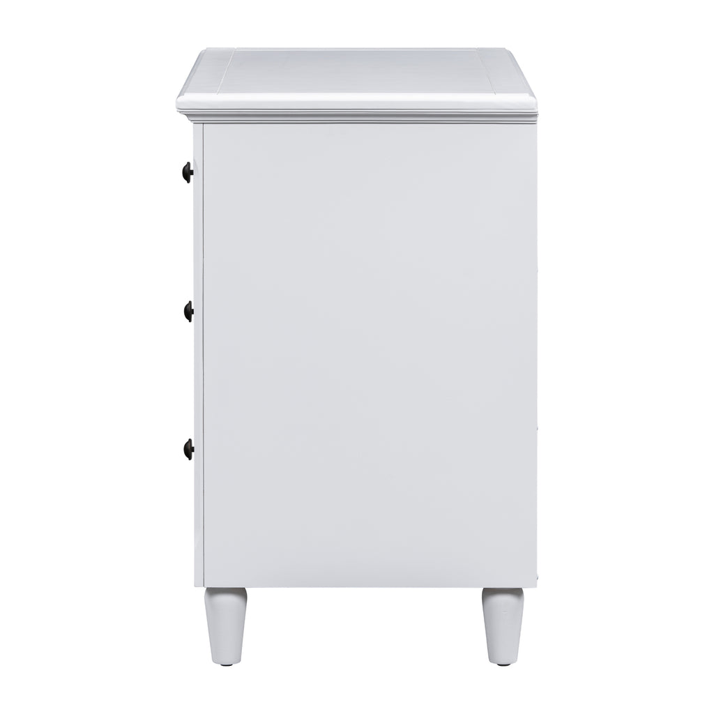 U_STYLE 28''painted Nightstand with 3 Drawers and Smooth Gliding Rails ,Simple Bedside Cabinet with Metal handle, Minimalist Sofa Side Table with rubber legs for Bedroom Sofa Couch Office - Grand Goldman Shop