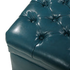 JULIANA Teal PU Storage Ottoman with Spacious Interior - Grand Goldman Shop