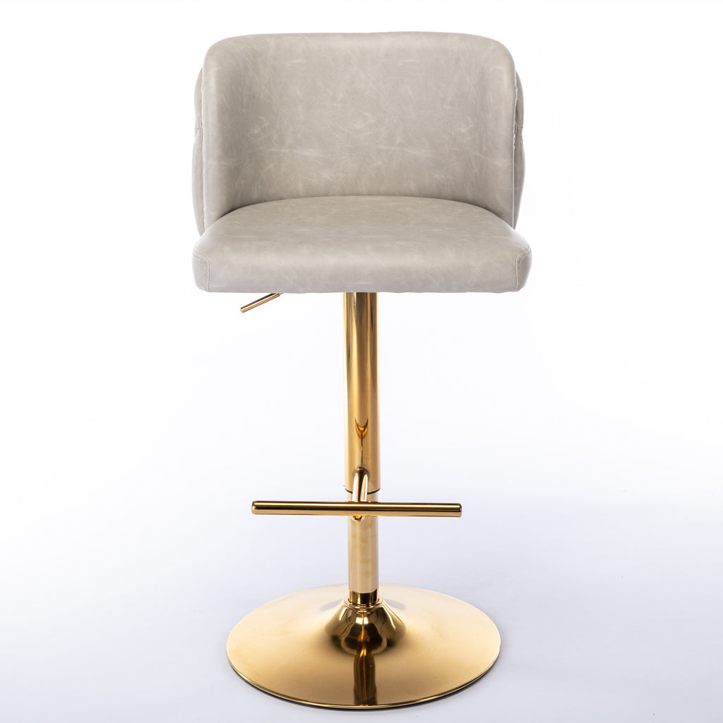 A&A Furniture,Swivel Barstools Adjusatble Seat Height, Modern PU Upholstered Bar Stools with  the whole Back Tufted, for Home Pub and Kitchen Island（Beige, Set of 2） - Grand Goldman Shop