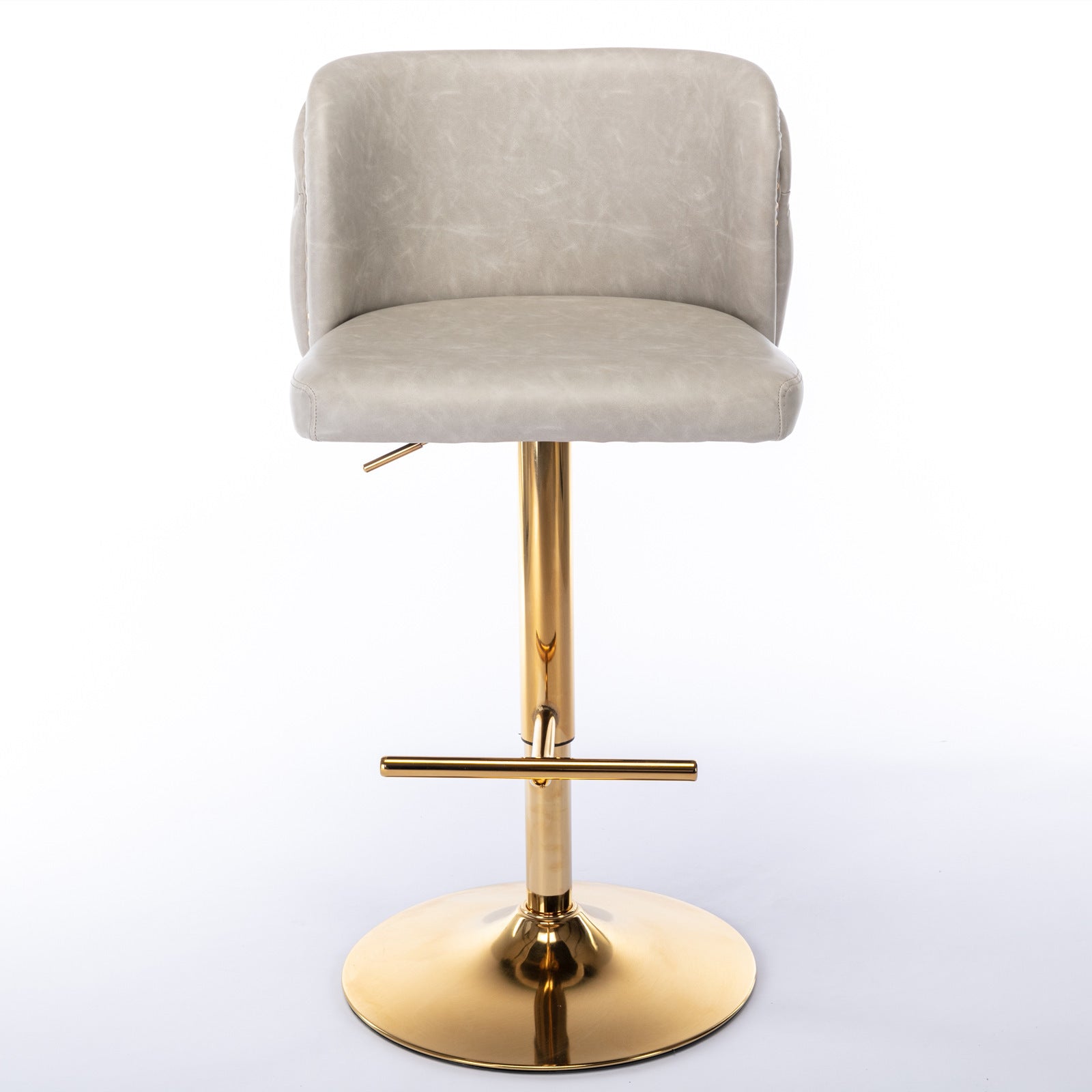 A&A Furniture,Swivel Barstools Adjusatble Seat Height, Modern PU Upholstered Bar Stools with  the whole Back Tufted, for Home Pub and Kitchen Island（Beige, Set of 2） - Grand Goldman Shop