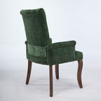 Upholstered Chenille Fabric Accent Dining Chair, Curved Solid Wood Legs, Elegant Tufted Club Dining Room Kitchen Room Arm Dining Chair, Single Pack,Olive Green,SW1895OL - Grand Goldman Shop