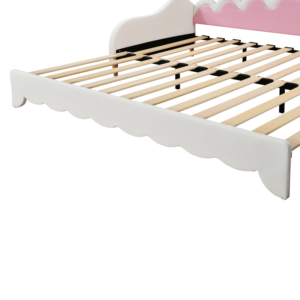 Twin Extending Daybed with LED Lights, Modern Upholstered Princess Daybed With Crown Headboard,White - Grand Goldman Shop