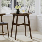 Round Counter Height Dining Table with Thick Rubberwood Legs and Support Beams, Walnut - Grand Goldman Shop