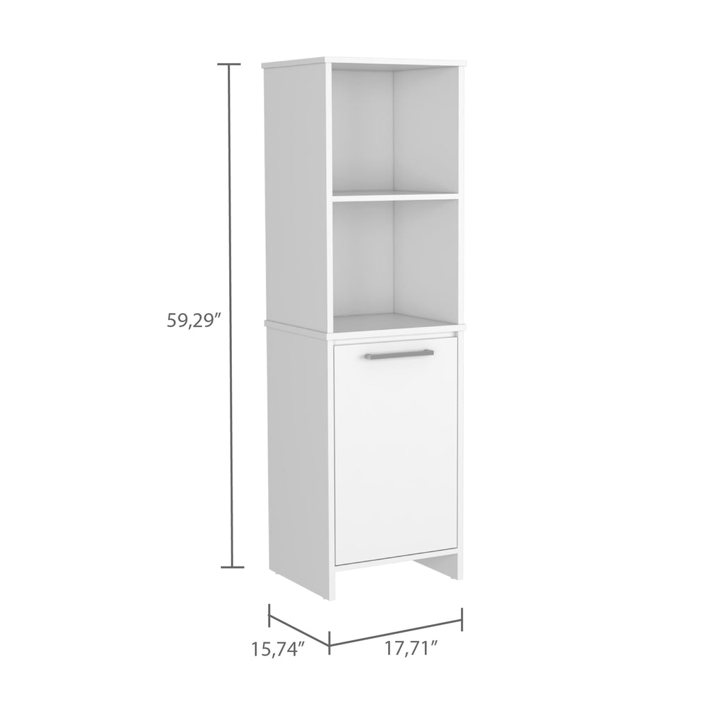 Eiffel Kitchen Pantry, Two External Shelves, Single Door Cabinet, Two Interior Shelves White -White - Grand Goldman