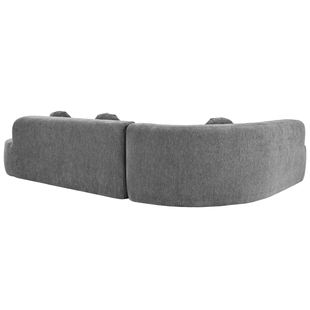 Mirod 122'' Extra Large Sectional Sofa Soft Fabric Upholstery, Elegant Curved Design with Three Round Cushions , High-Resilience Foam for Ultimate Comfort - Grand Goldman Shop