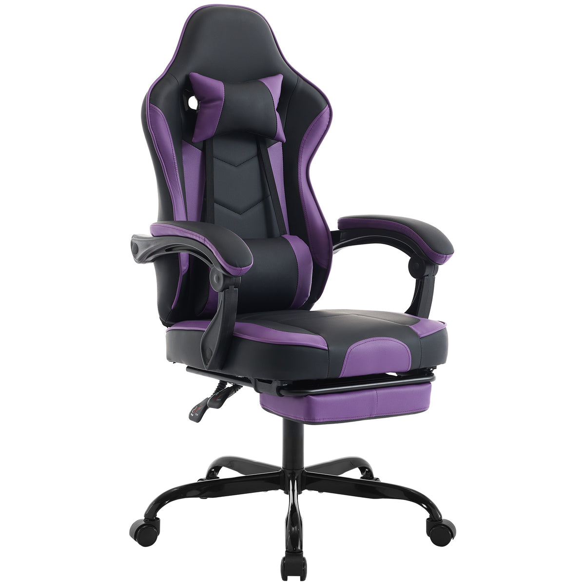Gaming Chair, Ergonomic Computer Chair with Footrest and Massage Lumbar Support, Height Adjustable Swivel Video Game Chair fo