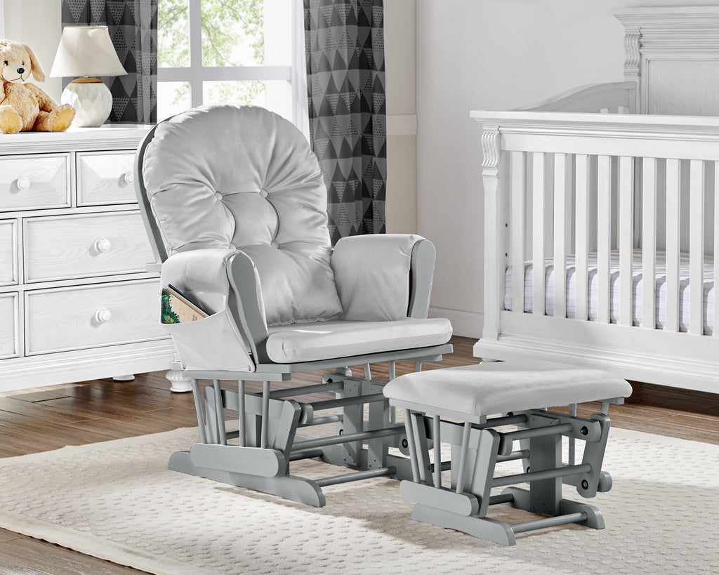 Mason Glider and Ottoman Gray Wood and Light Gray Fabric - Grand Goldman Shop