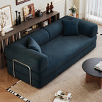 78.8' Compression Sofa,Convertible Floor Sofa Bed-with Pillow Back Support Armrest,Comfy Futon Couch Sleeper Bed,Loveseats Boneless Modular Sectional Sofa,Corduroy fabric,for Living Room,Bedroom,Blue - Grand Goldman Shop