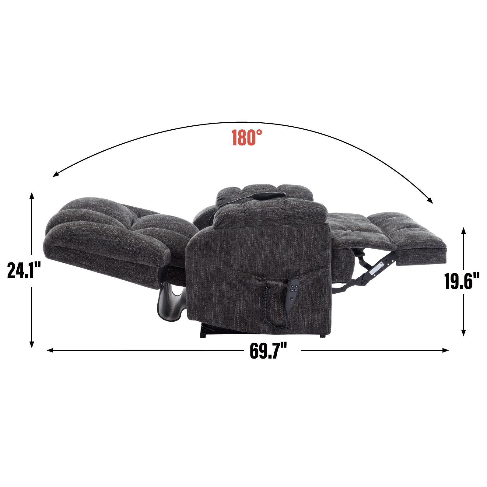 Dual Motor Heat Massage Infinite Position Up to 350 LBS Electric Power Lift Recliners with Power-Remote, Medium-firm and Heavy Duty, Grey - Grand Goldman Shop