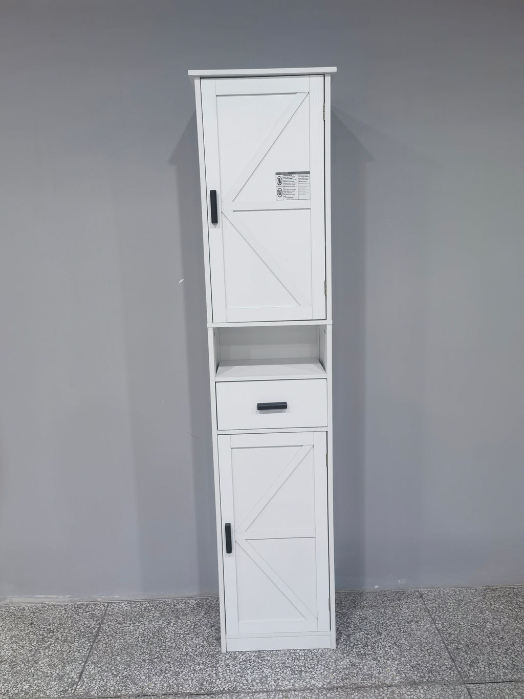 69' H Tall Bathroom Storage Cabinet with 2 Barn Doors and 1 Drawer, Narrow Storage Unit, Adjustable Shelves,Floor Cabinet for Bathroom, Living Room, Entryway,Kitchen,(White) - Grand Goldman Shop