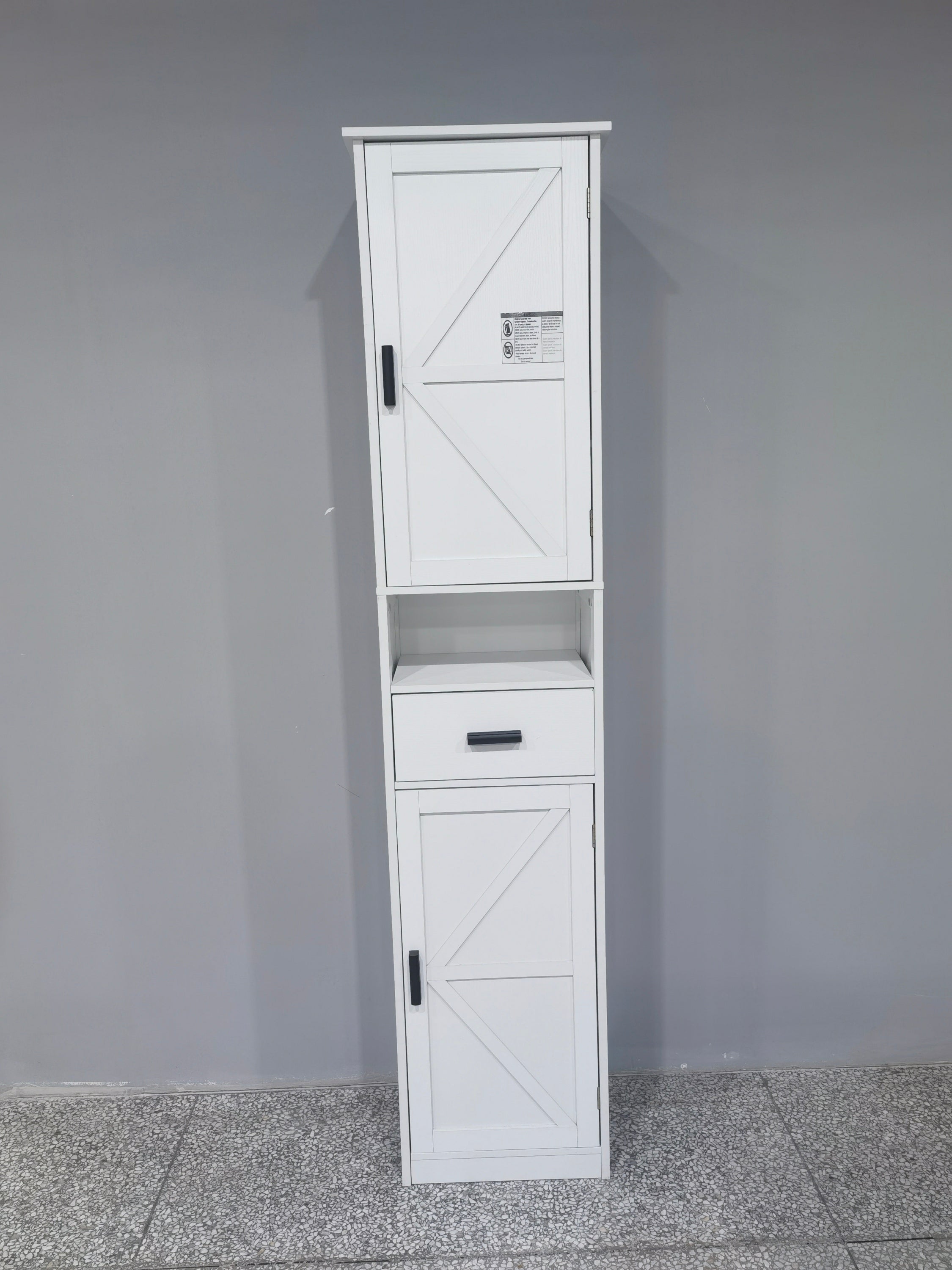 69' H Tall Bathroom Storage Cabinet with 2 Barn Doors and 1 Drawer, Narrow Storage Unit, Adjustable Shelves,Floor Cabinet for Bathroom, Living Room, Entryway,Kitchen,(White) - Grand Goldman Shop