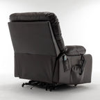 Wine Red High Density Foam Lift Chair for Big and Tall with Heat & Massage, 2 Pockets, 2 Cup Holders, Dual Remote, UL Certified OKIN Motor - Grand Goldman Shop