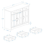 Farmhouse Buffet Cabinet Storage Sideboard with 3 Drawers and 3 Doors for Dining Living Room Kitchen Cupboard-White - Grand Goldman Shop