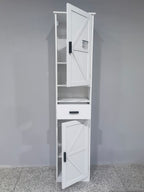 69' H Tall Bathroom Storage Cabinet with 2 Barn Doors and 1 Drawer, Narrow Storage Unit, Adjustable Shelves,Floor Cabinet for Bathroom, Living Room, Entryway,Kitchen,(White) - Grand Goldman Shop