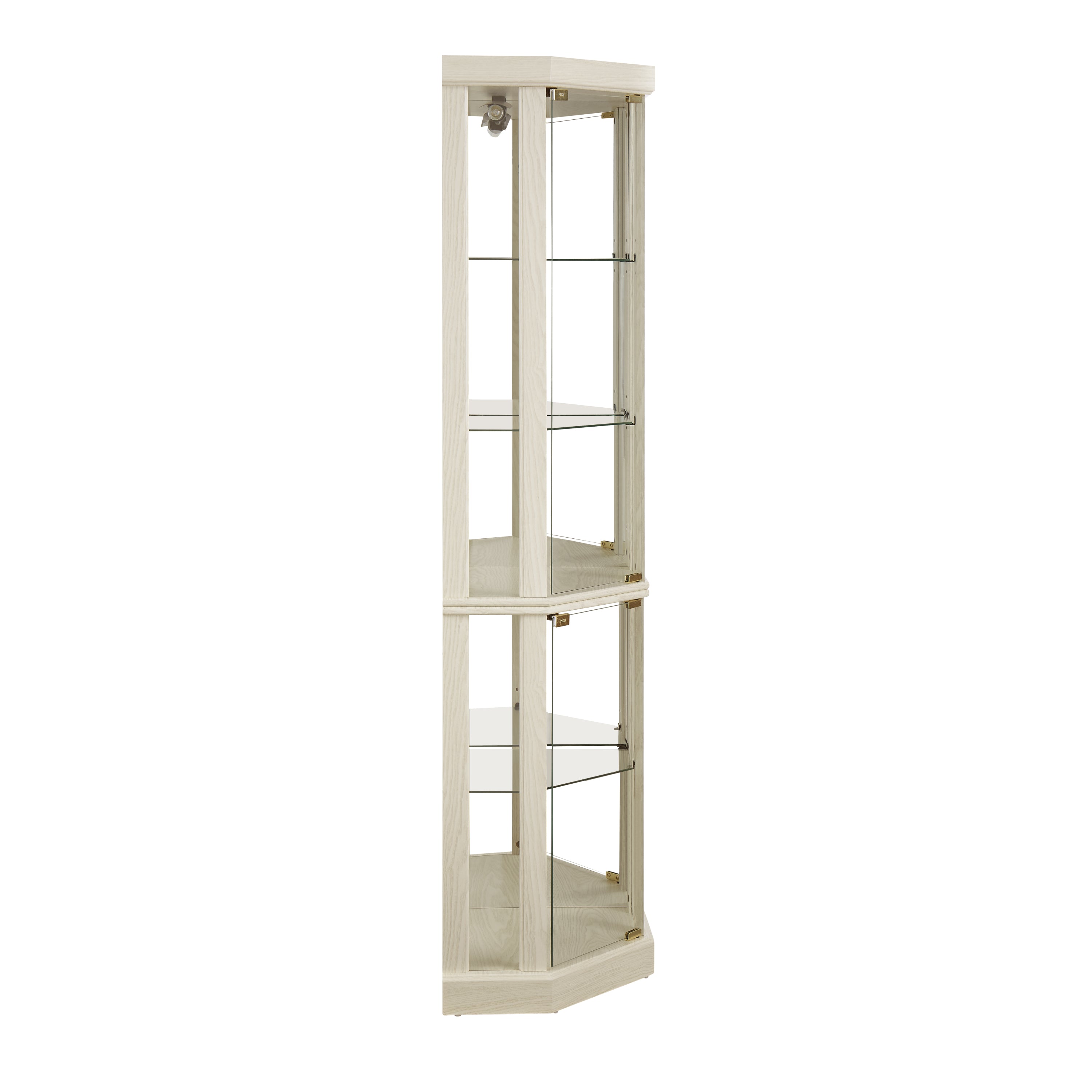 Corner Lighted Curio Cabinet Corner Glass Cabinet Lighted Curio Cabinet Corner Display Case for Living Room, Curio Cabinet, Antique collection, Wine,Bar Glass Storage Light Included,Antique White - Grand Goldman Shop