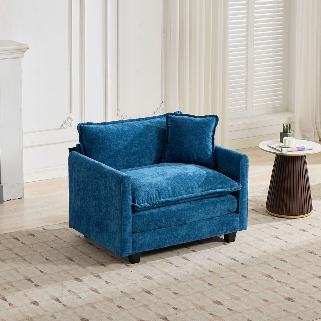 Cloud Sofa one Seat (Armrests are not included), Modern Sectional Couch, for Living Room Bedroom and Apartment, Comfy Double Layer Upholstered Seat Cushion, Breathable Chenille Fabric, Blue - Grand Goldman Shop