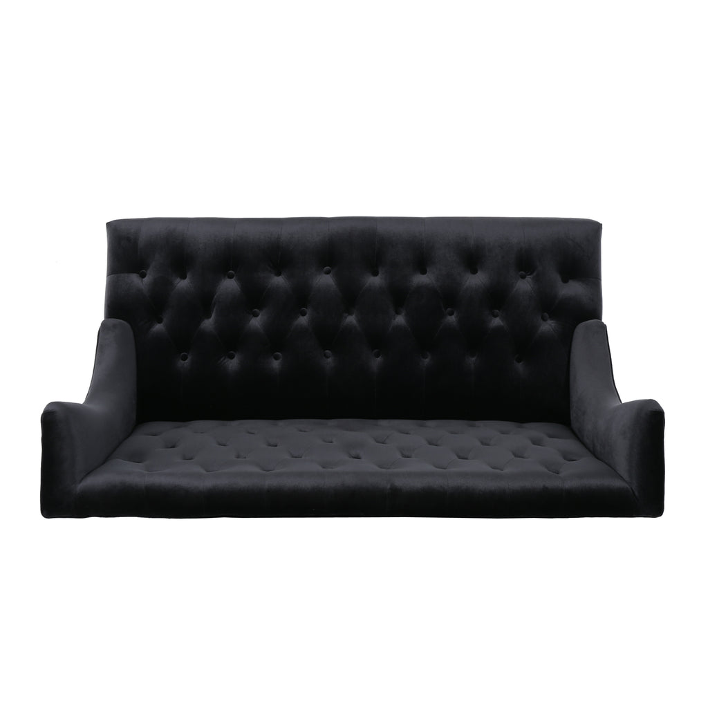 Nurturing Upholstered Loveseat with Wing Back and Diamond Tufting, Black - Grand Goldman Shop