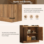 83.4'Tall Modern Bookshelf with Doors, Farmhouse Bookcase with 3-Tier Adjustable Shelves, Display Shelves with LED Light,Larg