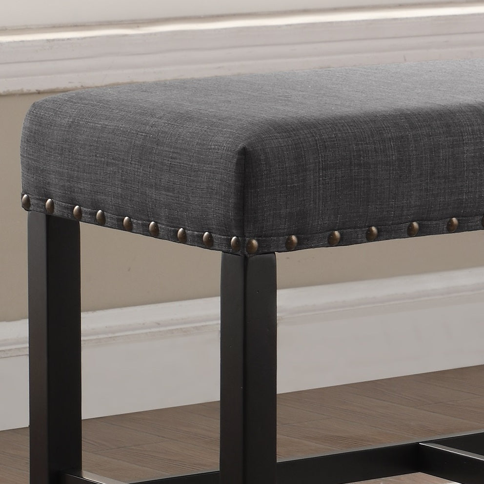 Biony Fabric Counter Height Dining Bench with Nailhead Trim, Grey - Grand Goldman Shop