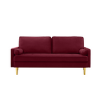 65-inch minimalist velvet sofa with metallic-coloured legs, complete with cushions, suitable for the living room or bedroom. - Grand Goldman Shop