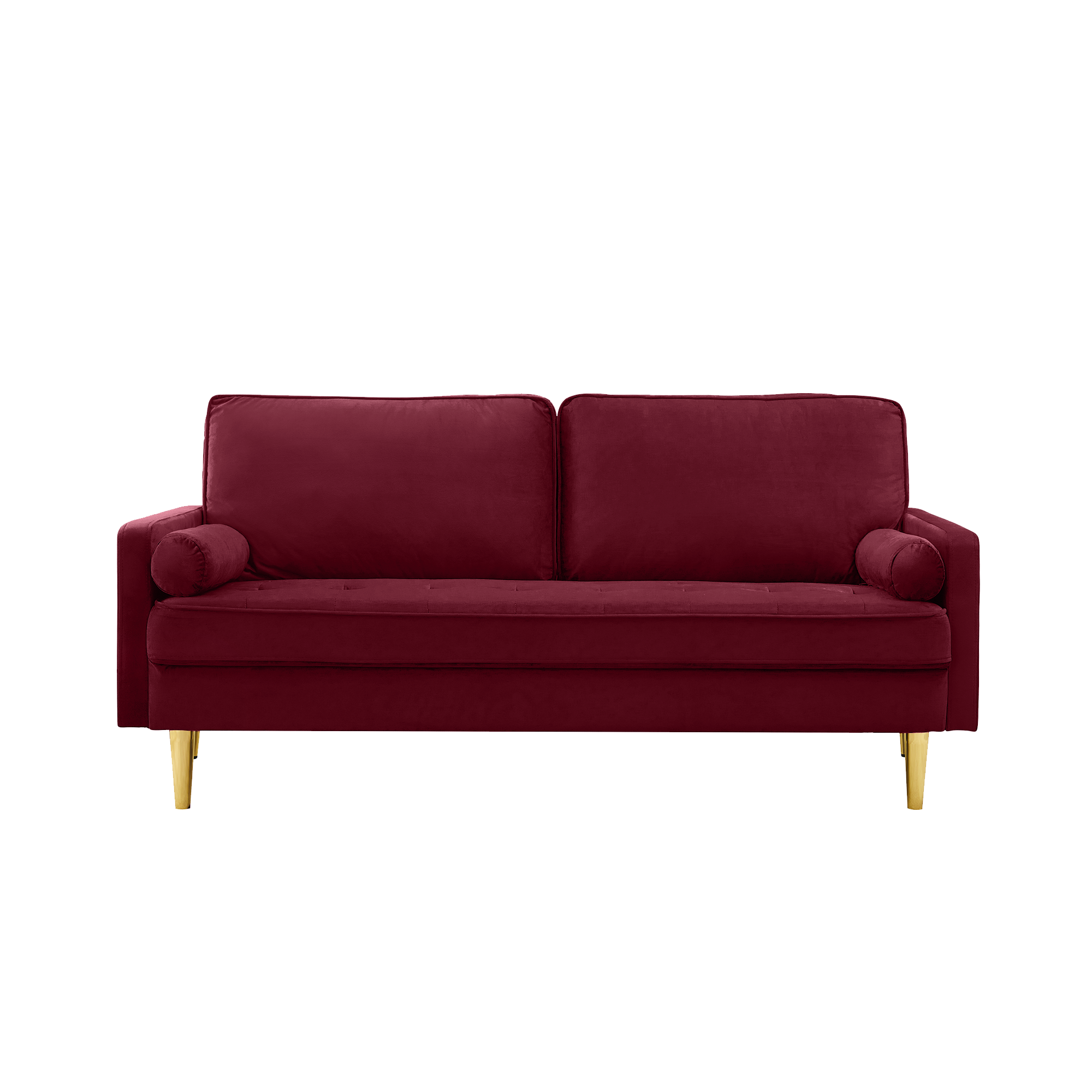 65-inch minimalist velvet sofa with metallic-coloured legs, complete with cushions, suitable for the living room or bedroom. - Grand Goldman Shop