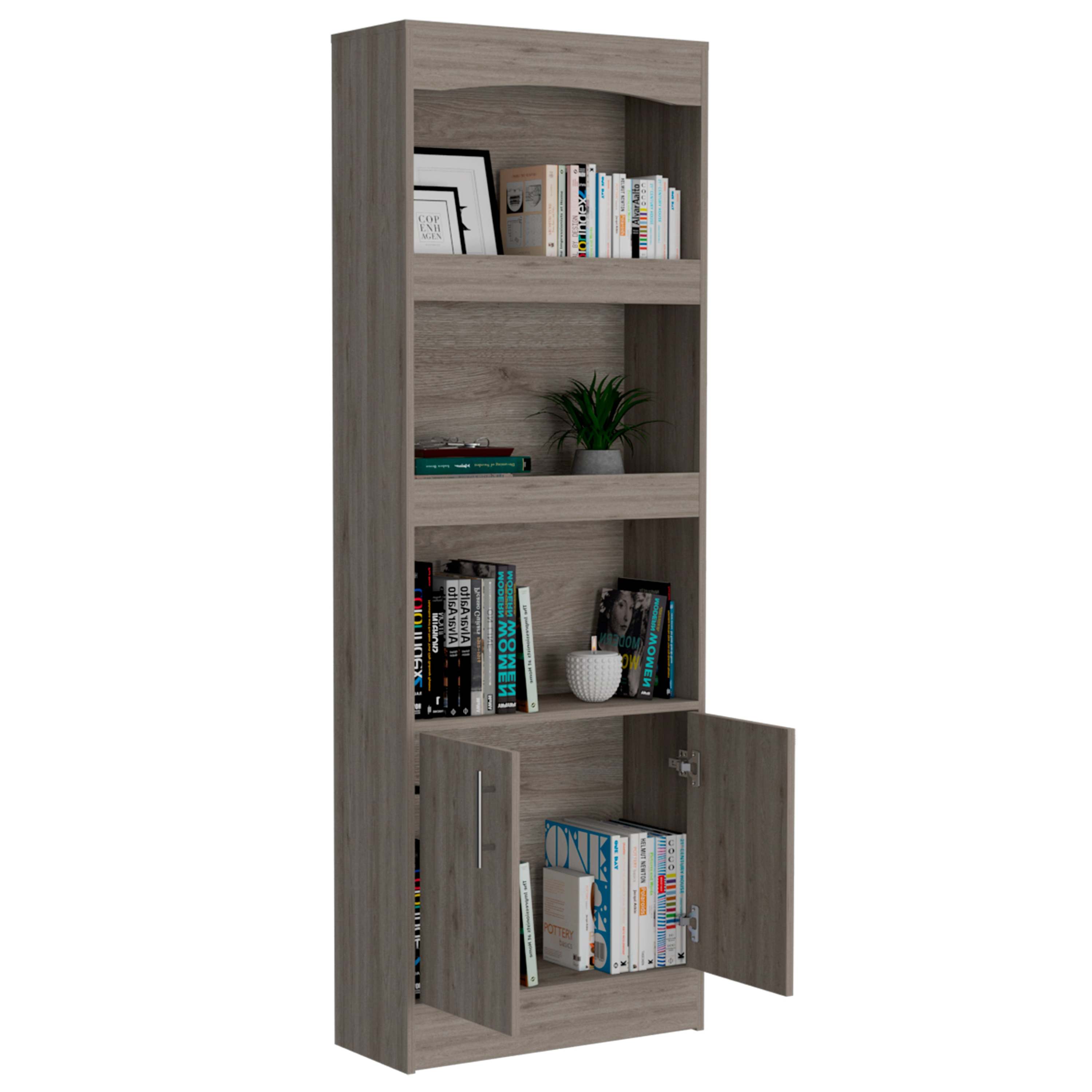 Durango Bookcase, Three Shelves, Double Door Cabinet | Premium Home Decor - Grand Goldman