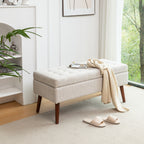 Storage Bench with Storage Bench for Bedroom End of Bed Bench Foot of Bed Bench Entryway Bench Storage Ottoman Bench 43.7' W x 18.1' D Off White Bench - Grand Goldman Shop