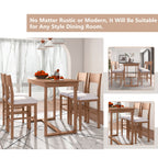 TOPMAX Farmhouse Counter Height 5-Piece Dining Table Set with 1 Rectangular Dining Table and 4 Dining Chairs for Small Places,Brown - Grand Goldman Shop