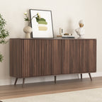 Sideboard Buffet Cabinet with Storage, Long Sideboard Storage Cabinet with 4 Doors, Wood Credenza Console Coffee Bar Cabinets with Adjustable Shelves for Living Room Kitchen Dining Room Walnut - Grand Goldman Shop