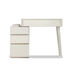 Elegant White Liriodendron Chinense Dresser Table with Stool, 100% Solid Wood, Compact Storage, 80cm Width - Grand Goldman Shop