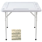 Mahjong Table 4 Player Folding Card Table & 4 Cup Holders Chip Trays White - Grand Goldman