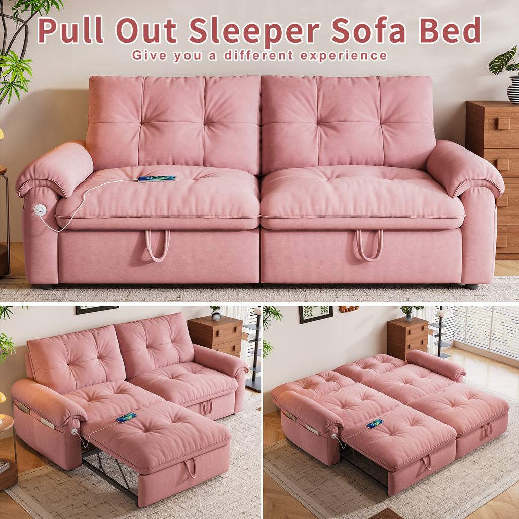 W3820S00026, a 77-inch convertible sofa bed, and a 2-in-1 piece suitable for both sitting and lying. Made of cloud-like fabric, it is applicable to living rooms, bedrooms and apart - Grand Goldman Shop