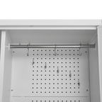 Metal Broom Closet, Garage Storage Cabinet, Tool Chest Bathroom Cabinet with Locking Doors and Wheels, Tall Utility Cabinet w