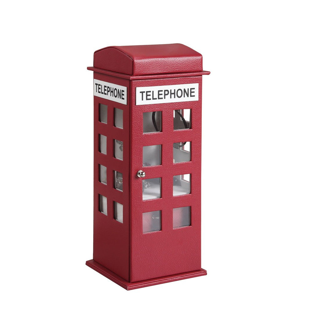 11.5' Tall Leather Jewelry Box, British Telephone Design, Burgundy Red - Grand Goldman Shop
