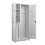 Metal Broom Closet, Garage Storage Cabinet, Tool Chest Bathroom Cabinet with Locking Doors and Wheels, Tall Utility Cabinet w